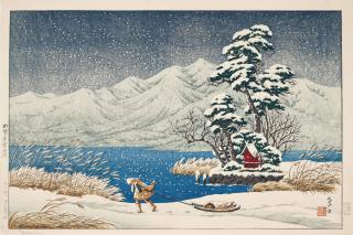 Ito Takashi - Lake Shibayama in Kaga, signed Takashi with seal, published by Watanabe Shozaburo