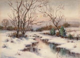 Iulii Iulevich Klever - A Stream In A Winter Landscape