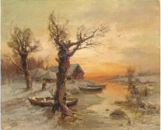 Iulii Iul\'evich Klever - The riverside at winter