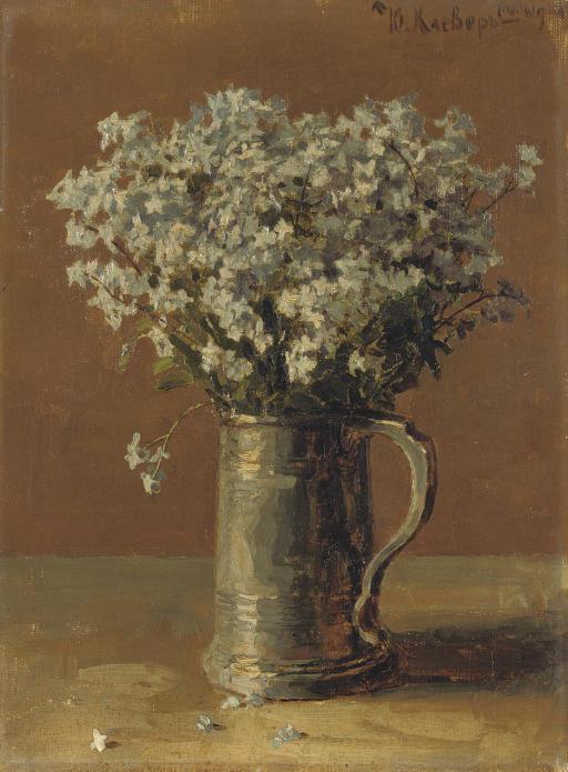 Iulii Iul\'evich Klever - Wild flax in a pewter tankard