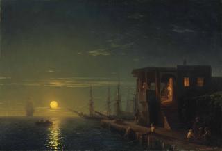 Ivan Aivazovsky - An Ottoman coffee-house in the moonlight