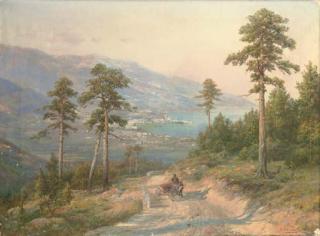 Ivan Avgustovich Vel\'ts - A carriage on a coastal path