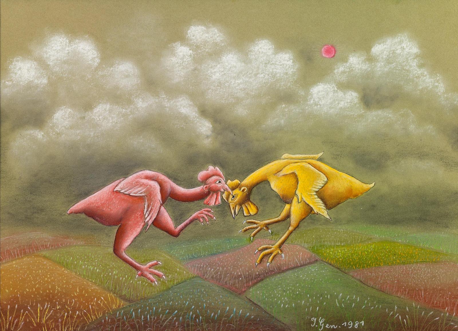 Ivan Generalic - Ohne Titel (Hahnenkampf)