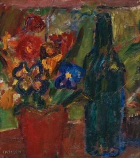 Ivan Ivarson - Still life with flowers an a blue bottle