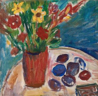 Ivan Ivarson - Still life with flowers and plums