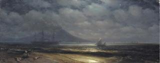 Ivan Konstantinovich Aivazovskii - Moonlit View Of The Bay Of Naples