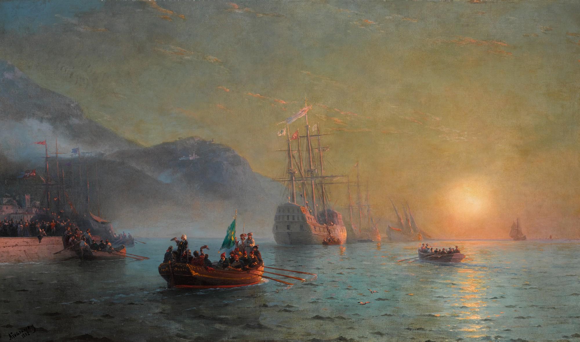Ivan Konstantinovich Aivazovsky - Columbus\' Farewell before Starting on his Voyage from Port Palos in Spain