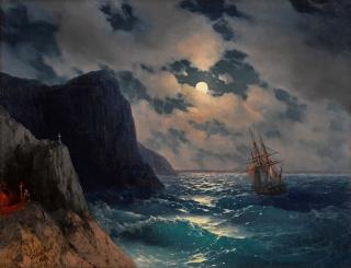 Ivan Konstantinovich Aivazovsky - Passing Ship On A Moonlit Night