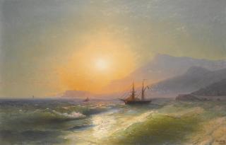 Ivan Konstantinovich Aivazovsky - View From Cap Martin With Monaco In The Distance