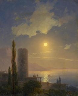 Ivan Kontantinovic Ajvasovskij - Auf der Krim. Blick auf den Ayu Dag bei Mondschein