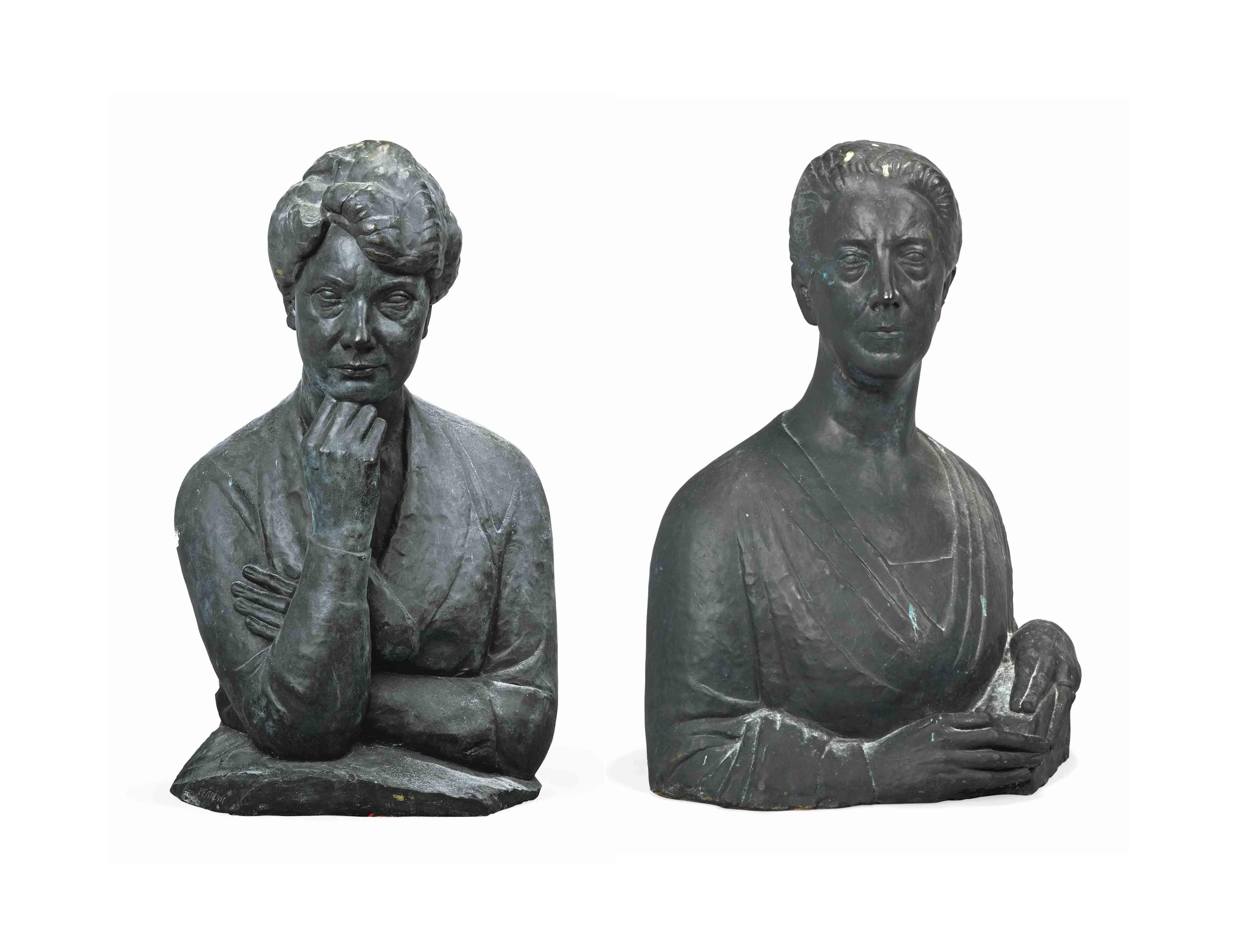 Ivan Mestrovic - Two Portrait busts, possibly depicting Annie, 1st Viscountess Cowdray (d.1932) and her sister, Gertrude, later Mrs. Thomas Kinnell