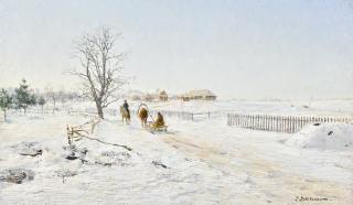 Ivan Pavlovich Pokhitonov - Sunlit Landscape In Winter, Zhabovshchizna
