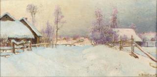 Ivan Pavlovich Pokhitonov - View of a Village in winter Sunshine