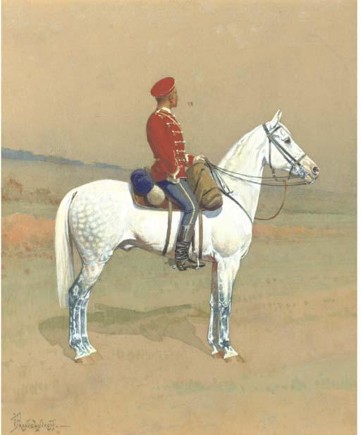Ivan Petrovich Prianishnikov - A Guard Hussar on horseback