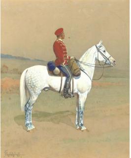 Ivan Petrovich Prianishnikov - A Guard Hussar on horseback