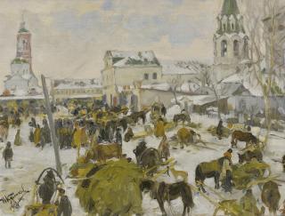 Ivan Semenovich Kulikov - Murom City Square And Horse And Cart: Two Works