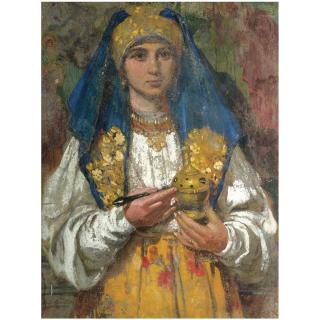 Ivan Silych Goriushkin-Sorokopudov - Portrait Of A Lady In Church