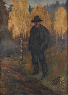 Ivar Arosenius - Man in an autumn landscape