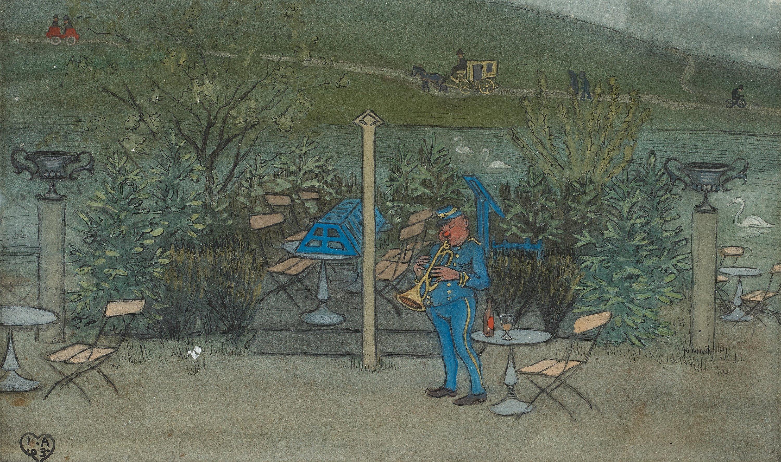 Ivar Arosenius - ”Orkester. Motiv från Slottsskogen, Göteborg” (Orchestra. Scene from Slottskogen [Park], Gothenburg, Sweden)