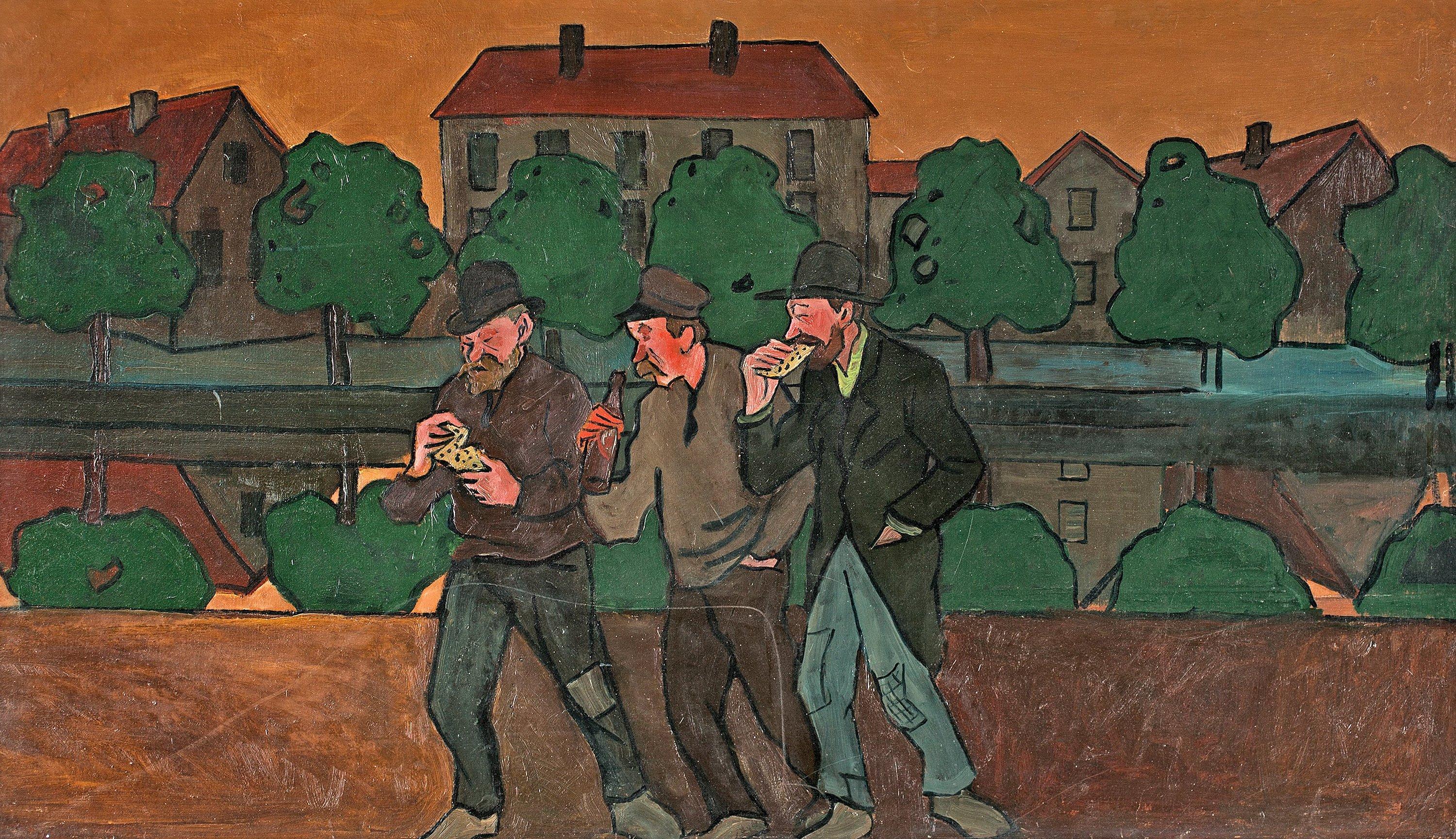 Ivar Arosenius - Tre sjåare vid Fattighusån, Göteborg