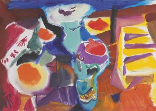 Ivon Hitchens - A Standing Jar Of Flowers