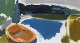 Ivon Hitchens - Boat on Shallow Water 41 x 74.2 cm. (16 1/8 x 29 1/8 in.)