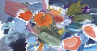 Ivon Hitchens - Poppies Against A Grey Background