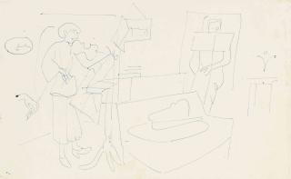 Ivon Hitchens - Rousden, Phil and Jean; Music in the Home, Rousden; Rousden, Phil, Jean and Mollie at Piano