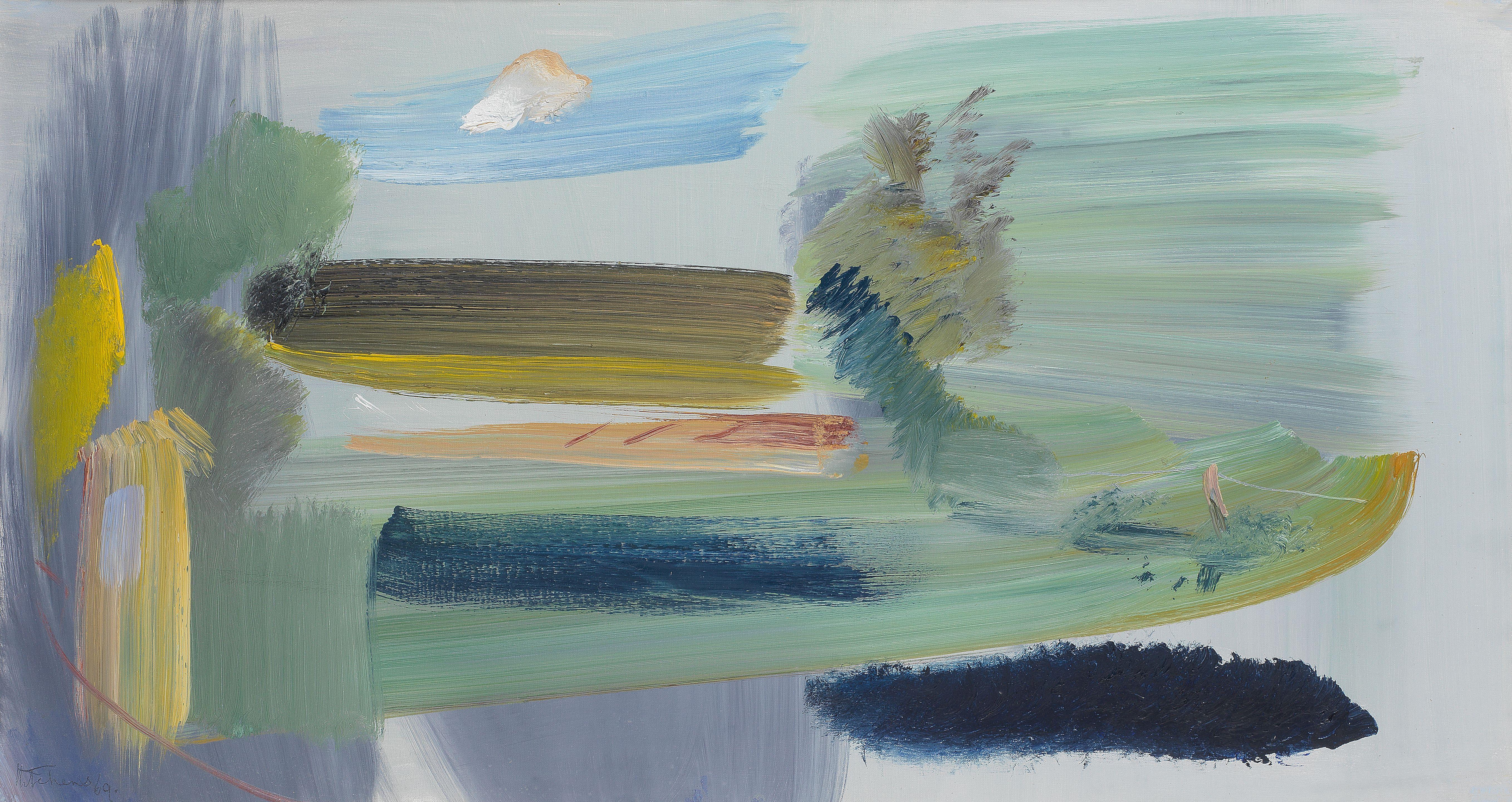 Ivon Hitchens - Sussex River, Evening Mist 40.4 x 75 cm. (15 7/8 x 29 1/2 in.)
