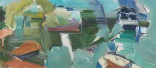 Ivon Hitchens - Two Boats on Summer Water 51.4 x 116.8 cm. (20 1/4 x 46 in.)