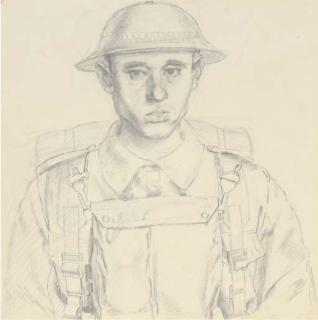 Ivor Roberts-Jones, R.A. - Study of Soldier In Full Kit