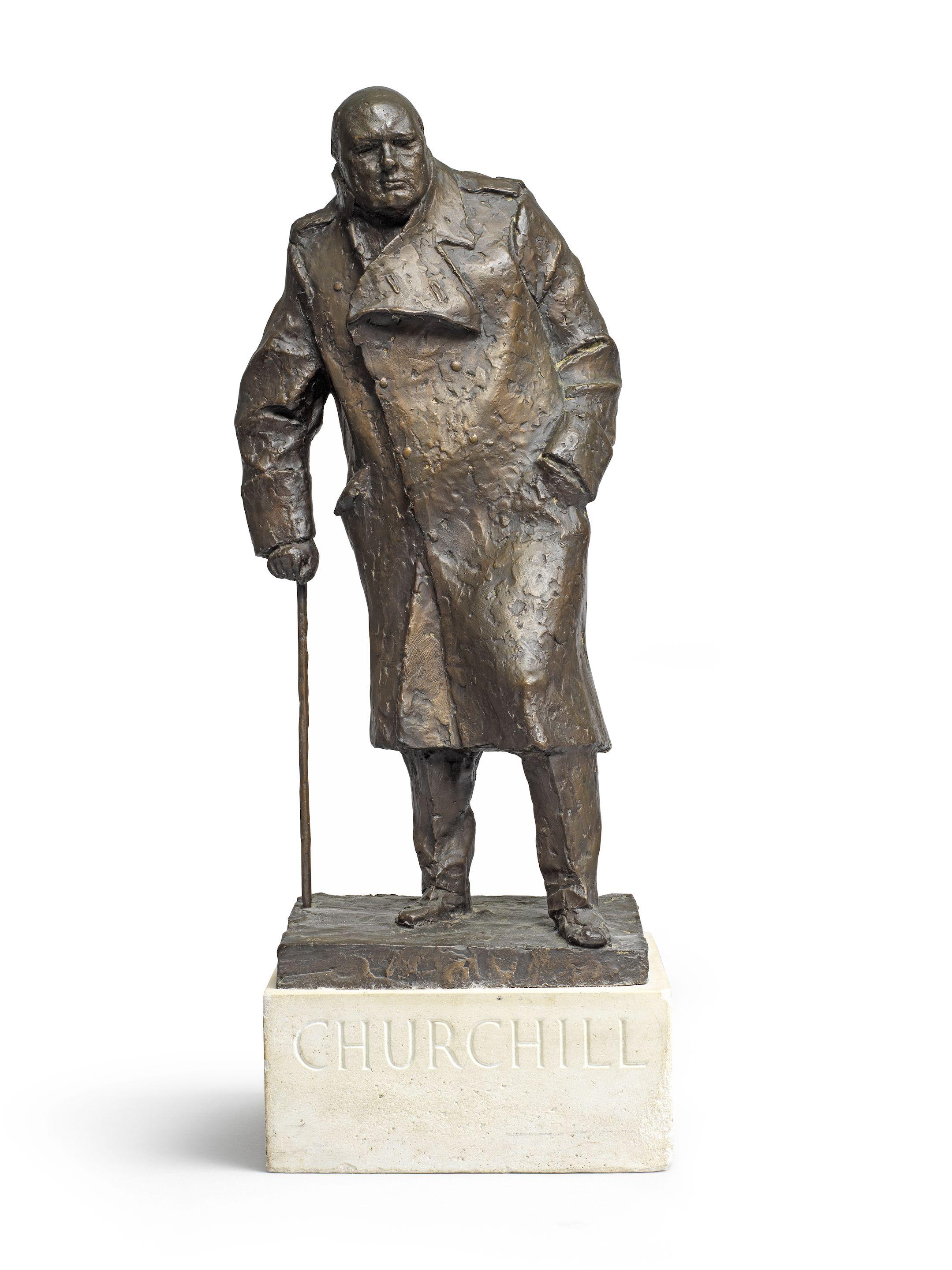 Ivor Roberts-Jones - Sir Winston Churchill, maquette for the monument in Parliament Square 52 cm. (20 1/2 in.) high (excluding the stone base)