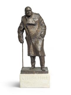 Ivor Roberts-Jones - Sir Winston Churchill, maquette for the monument in Parliament Square 52 cm. (20 1/2 in.) high (excluding the stone base)