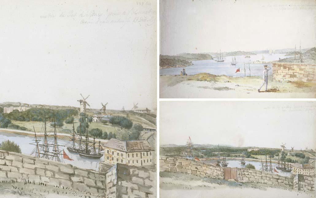J.Alphonse Pellion - Une vue du Port de Sidney prise de l\'observatoire (croquis d\'après nature) le 13 Dec 1819