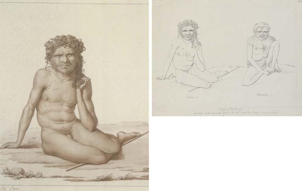 J.Alphonse Pellion - Voyage à Bathurst. Hara-o Karadra. Sauvages de la nouvelle galles du sud dans leur camp d\'aprés nature.