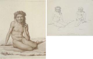 J.Alphonse Pellion - Voyage à Bathurst. Hara-o Karadra. Sauvages de la nouvelle galles du sud dans leur camp d\'aprés nature.