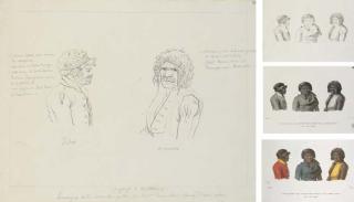 J.Alphonse Pellion - Voyage à Bathurst. Jedat Némaré. Sauvages de la nouvelle galles du Sud dans leur Camp, d\'après nature