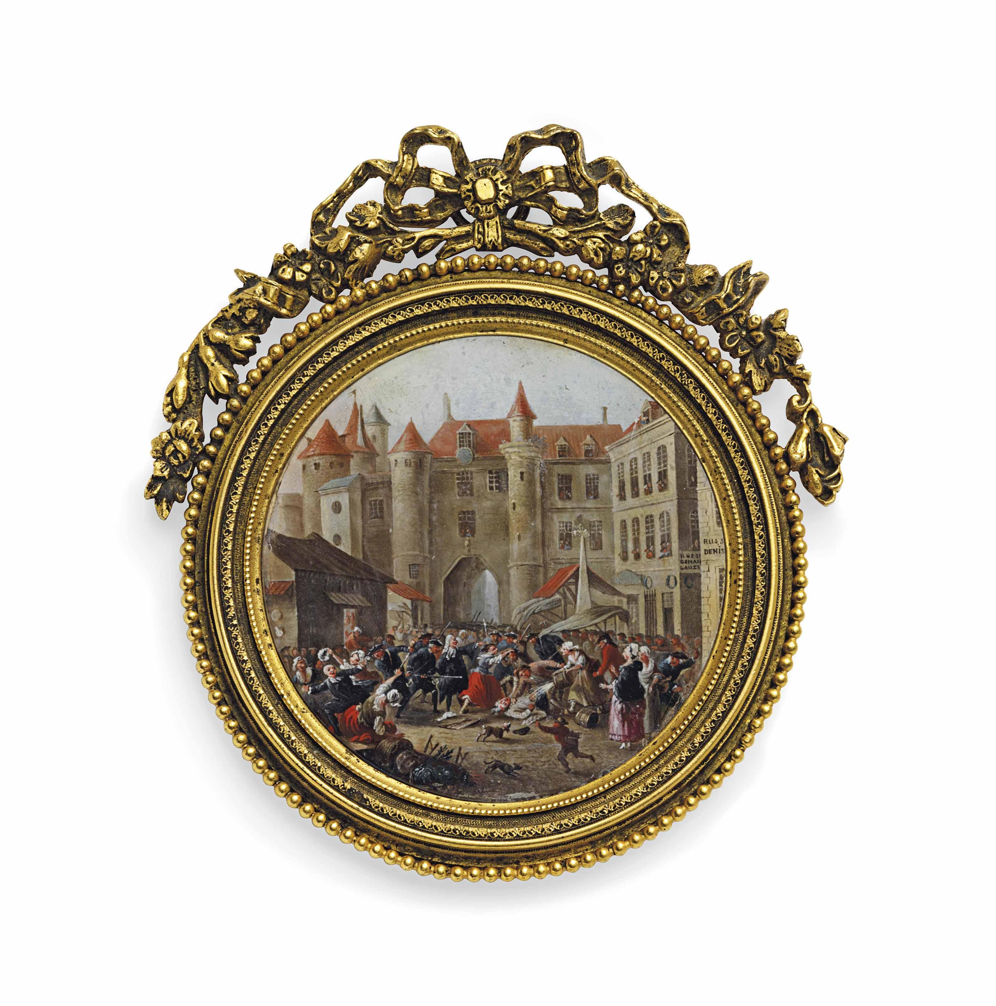 J. F. Lebelle - A Riot In Paris At The Corner Of Rue Saint-Germain L\'Auxerrois And Rue Saint-Denis