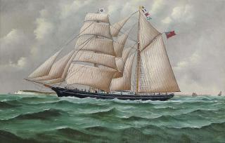 J. Fannen - The trading brigantine Edna calling for a pilot in the Channel off Dover
