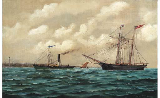 J. Fannen - The tug Blue Bonnet towing the schooner Jane and Isabella