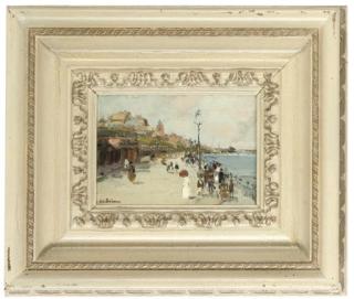 J. J. Bellman - Elegant figures on the promenade, Seacombe; and Painting the boat\'s hull