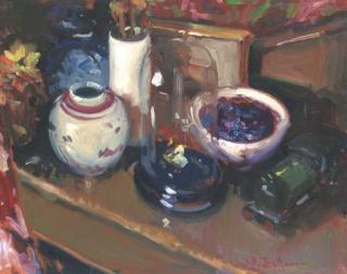 J.J. Bellman, - Still life with model train
