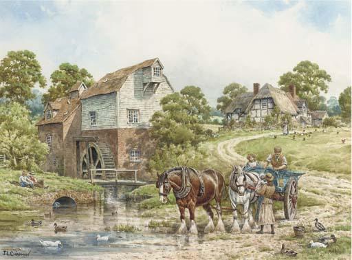 J.L. Chapman - A horse-drawn wagon crossing a ford