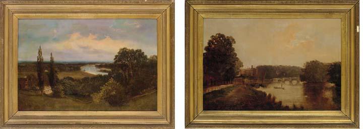 J. Lewis - A punt along the river at Richmond; and The Thames, from Richmond Hill