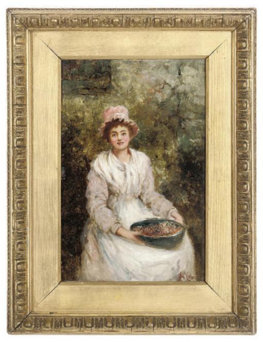 J. M. Colvin - A Lady Seated In A Garden With A Bowl of Berries; And A Gentleman Taking Snuff