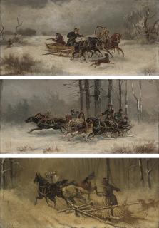 J. Orloff - Running from the wolves; Running through the forest; and Troikas in the snow