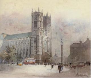 J. Tim Macdonald - Bustling London, Outside Westminster Cathedral (Illustrated); And View of St Paul\'S From The River