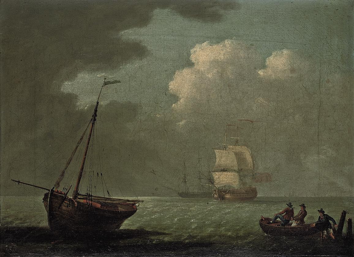 J. Wilkins - A warship running inshore