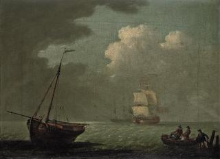 J. Wilkins - A warship running inshore