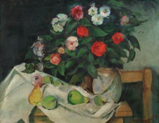 Jaap Nanninga - Still life with flowers and pears